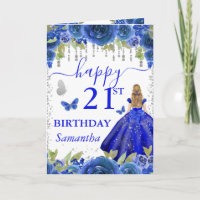 Blonde Prinzessin königsblaues Kleid Geburtstag