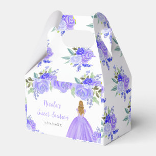 Blonde Prinzessin lila Blumen Sweet Sixteen Geschenkschachtel