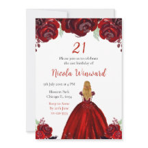Blonde Prinzessin rote Blumen Geburtstagsfeier