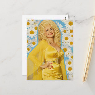 Blonde Reto-Frau und Gänseblümchen Postkarte