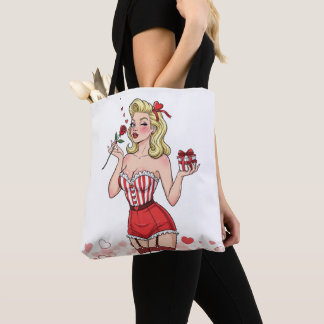 Blonde Retro Valentine Pin-Up Girl Tasche