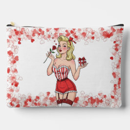 Blonde Retro-Valentins-Pin-Up-Girl Zubehörtasche
