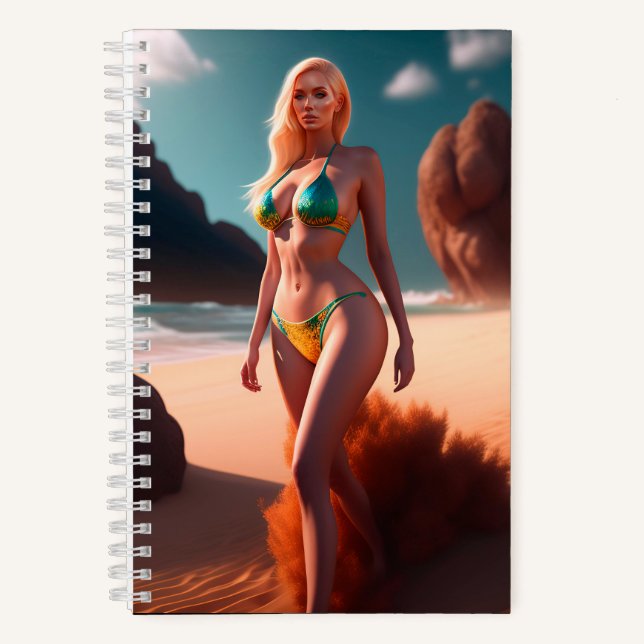 Blonde schöne Mädchen Hendricks posieren Notebook Notizbuch (Vorderseite)