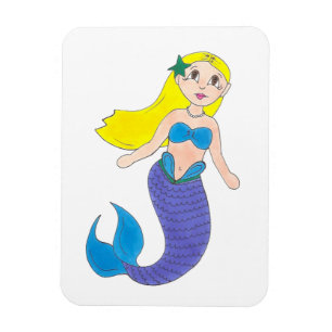Blonde Schwimmen Meerjungfrau Lila Schwanz Meer Magnet