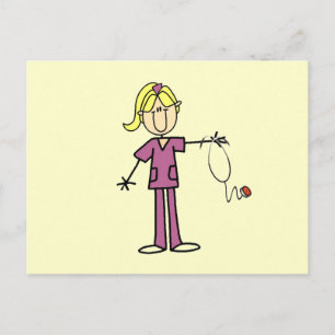 Blonde Stäbchenfigur Krankenschwester Postkarte