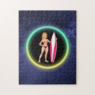 Blonde Surferin Teenager Mädchen Galaxie
