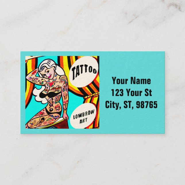 Blonde tattooed lady Thunder_Cove Visitenkarte (Vorderseite)