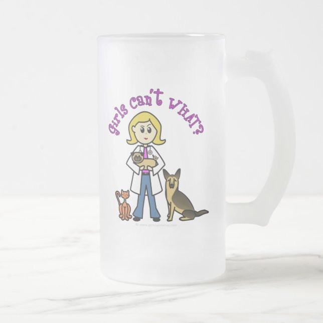 Blonde Tierärztin Mattglas Bierglas (Rechts)