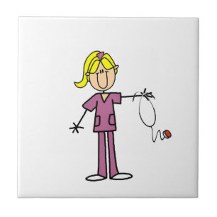 Blonde weibliche Stockfigur Krankenschwester Fliese