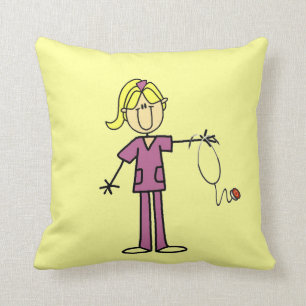 Blonde weibliche Strichmännchen-Krankenschwester Kissen