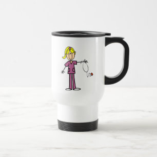 Blonde weibliche Strichmännchen-Krankenschwester- Reisebecher