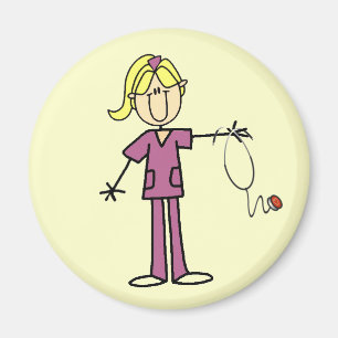 Blonde weibliche Strichmännchen-Krankenschwester-T Magnet