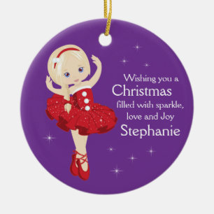 Blonde Weihnachts Ballerina Keramik Ornament