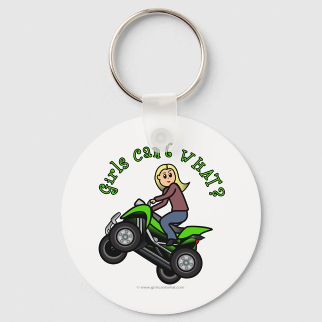 Blonde Woman ATV | Vierradfahrer Schlüsselanhänger (Vorderseite)