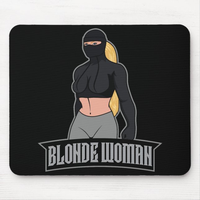 Blonde Woman Mousepad Black (Vorne)