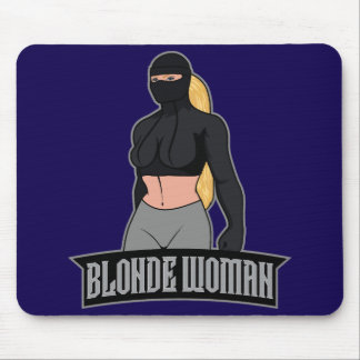 Blonde Woman Mousepad Blue