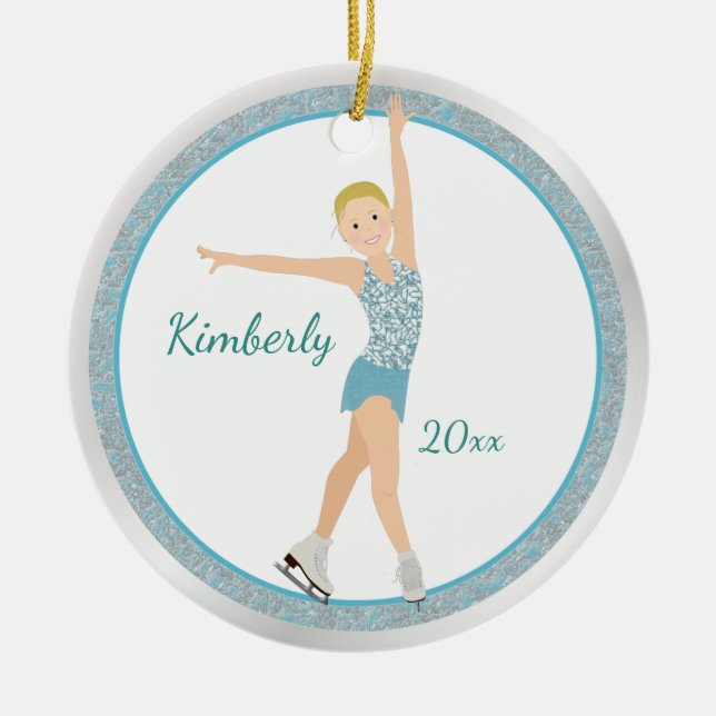 Blonde Zahl Skater im Aqua Keramikornament (Vorne)