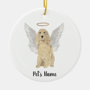 Blonder Golden Cocker Spaniel Sympathie Gedenkkerz Keramik Ornament