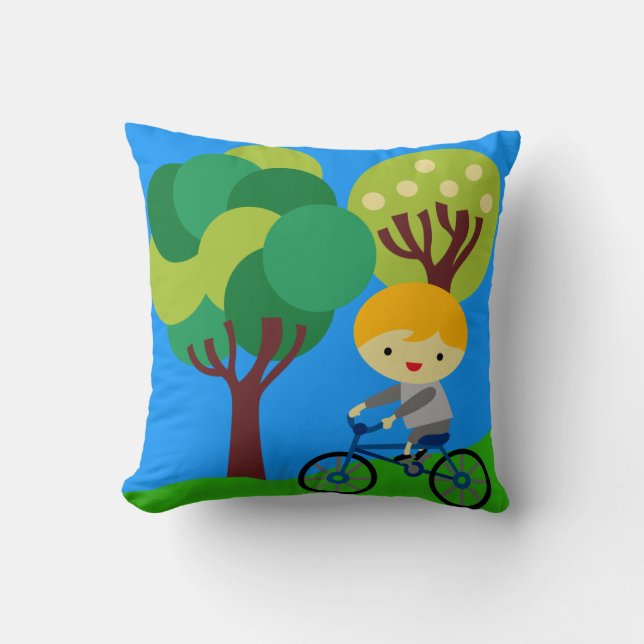 Blonder Junge auf Fahrrad-Kissen Kissen (Vorderseite)