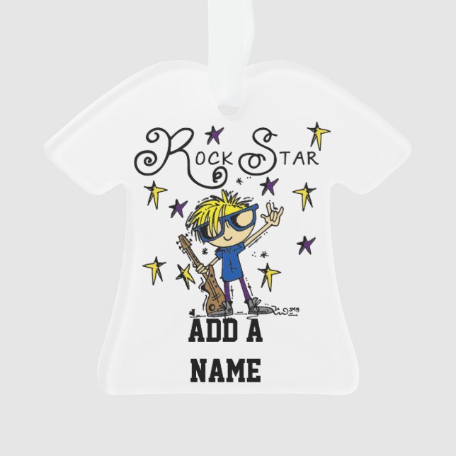 Blonder Jungen-Rockstar Ornament (Vorderseite)