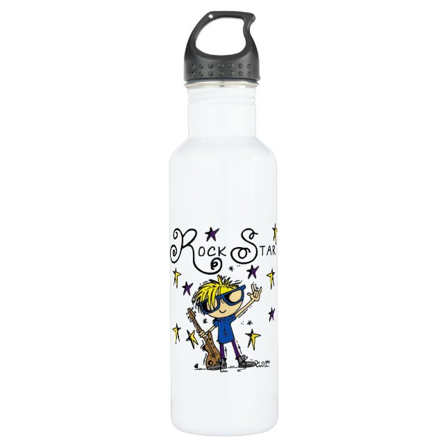 Blonder Jungen-Rockstar Trinkflasche (Vorderseite)