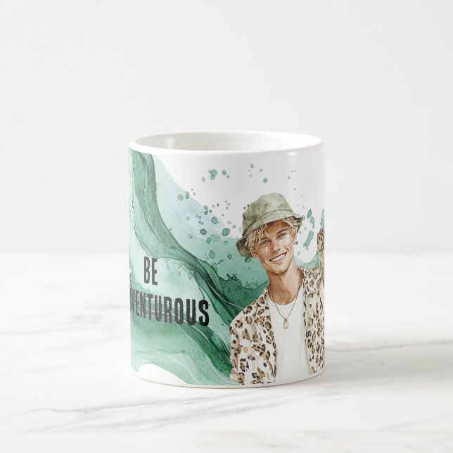 Blonder Kerl mit Affe Kaffeetasse (Mittel)