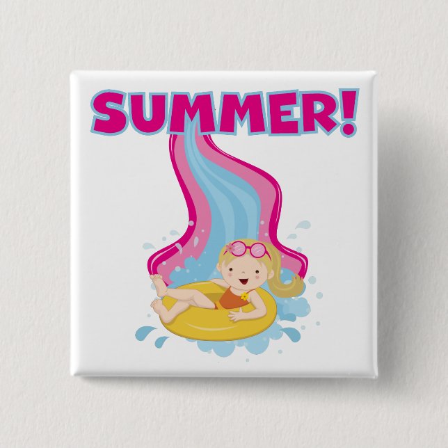 Blonder Mädchen-Sommer Button (Vorderseite)