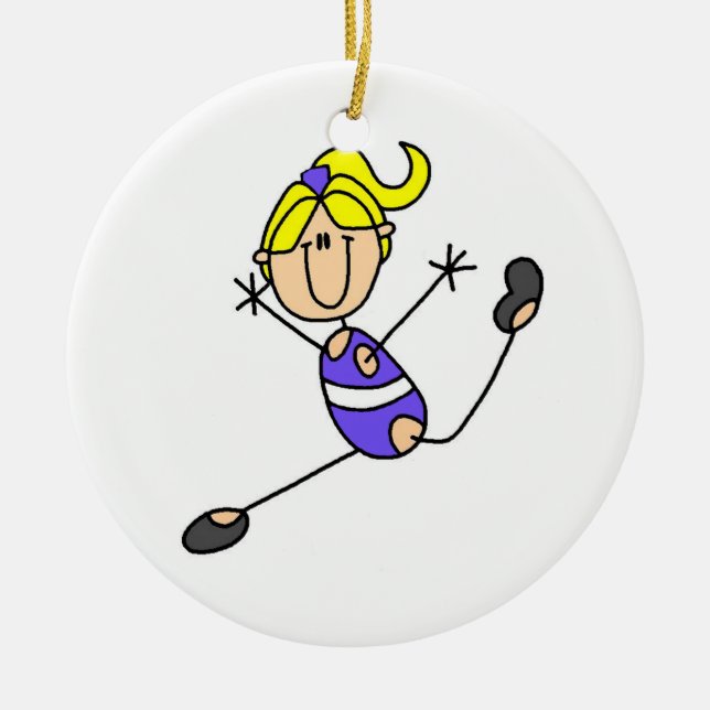 Blonder MädchenGymnast Keramik Ornament (Vorne)