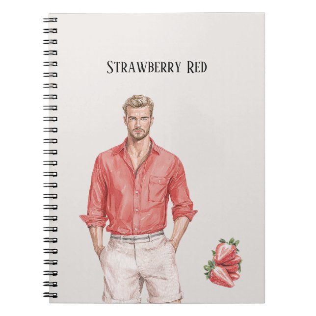 Blonder Mann Strawberry Red Top Notizblock (Vorderseite)