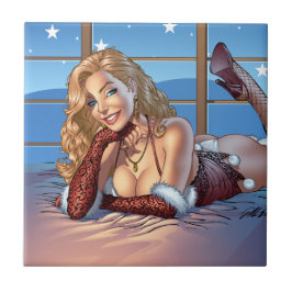 Blondes Haar, blaue mit Augen Fliese