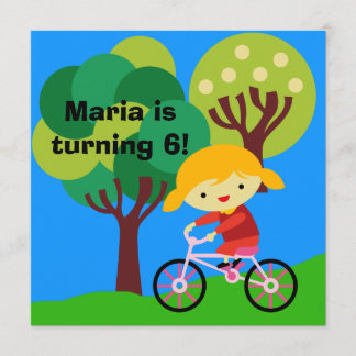Blondes Mädchen auf Fahrrad-Geburtstags-Einladung Einladung
