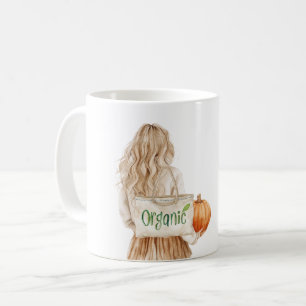 Blondes Mädchen Bauernmarkt Bio- Kaffeetasse