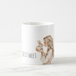 Blondes Mädchen Bunny Kaninchen Leben ist süß Kaffeetasse