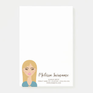 Blondes Mädchen mit Make-up Maßgeschneiderter Visa Post-it Klebezettel