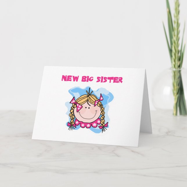 Blondes Mädchen-neue große Schwester Karte (Vorderseite)
