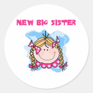 Blondes Mädchen-neue große Schwester Runder Aufkleber