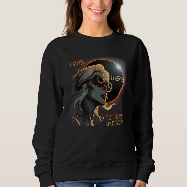 Blondes Mädchen Totale Sonnenfinsternis 2024 Ich w Sweatshirt (Vorderseite)