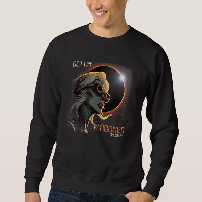 Blondes Mädchen Totale Sonnenfinsternis Wird Monds Sweatshirt (Vorderseite)