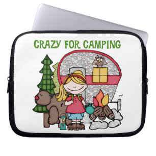Blondes Mädchen verrückt für Camping Laptopschutzhülle