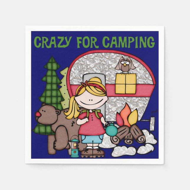 Blondes Mädchen verrückt für Camping Serviette (Vorderseite)