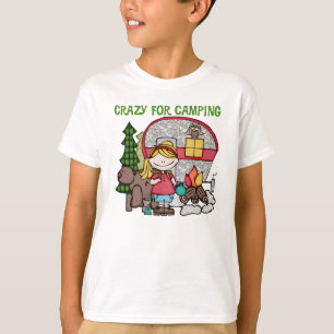 Blondes Mädchen verrückt für Camping T-Shirt