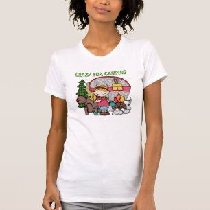 Blondes Mädchen verrückt nach Camping T-Shirt