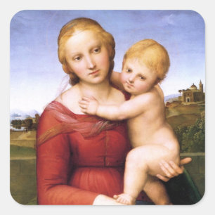 Blondes Madonna und Baby Jesus Quadratischer Aufkleber