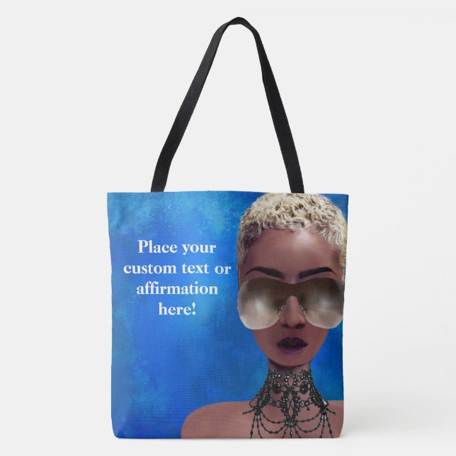 Blondes Melanin-Beeren-Schönheits-Kunst-Blau Tasche (Vorderseite)