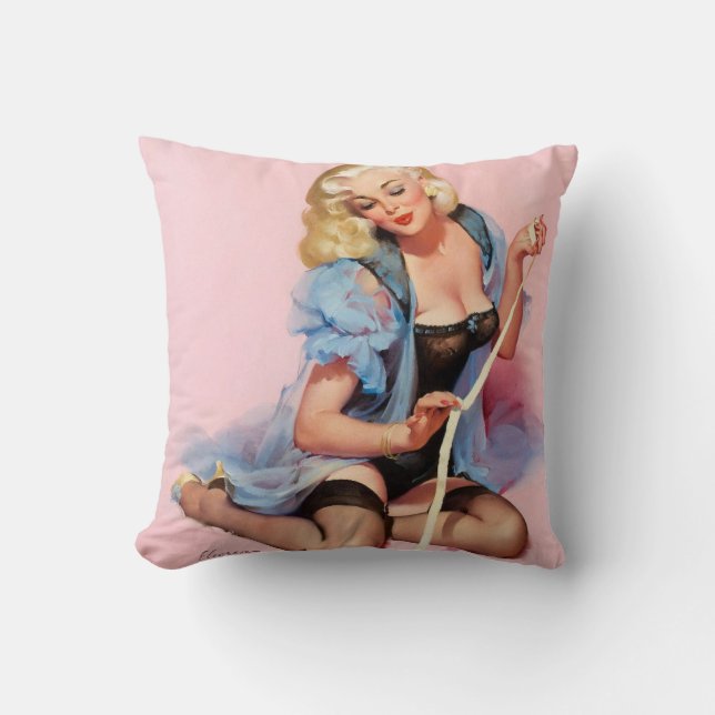 Blondes Pinupmädchen Kissen (Vorderseite)