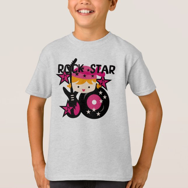 Blondes Rockstar-Mädchen T-Shirt (Vorderseite)
