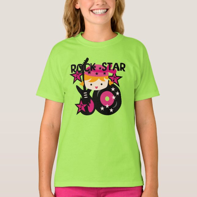 Blondes Rockstar-Mädchen T-Shirt (Vorderseite)