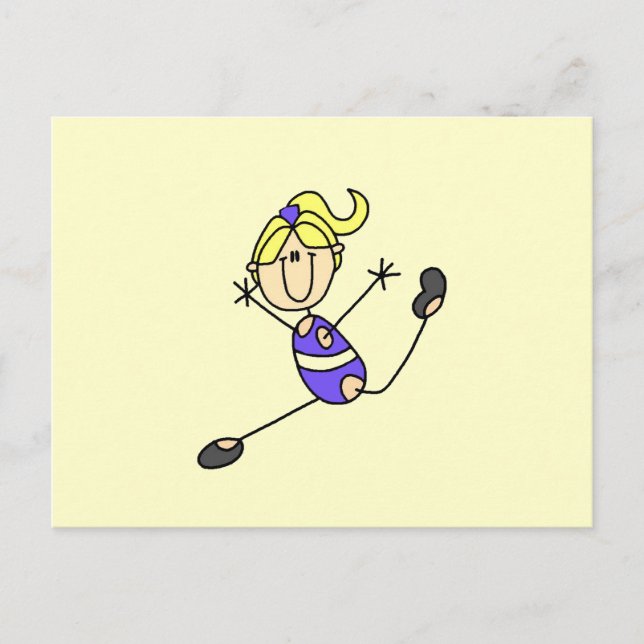 Blondes Turn-T-Shirt-Mädchen Postkarte (Vorderseite)