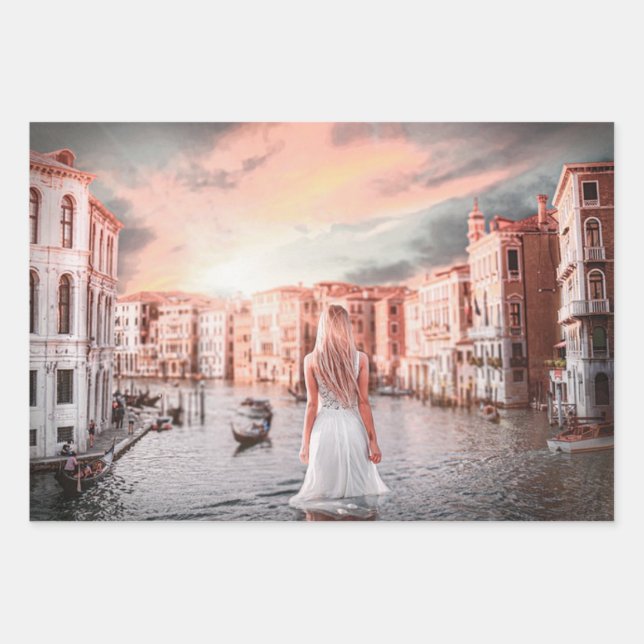 Blondie im romantischen Venedig Geschenkpapier Set (Vorderseite)