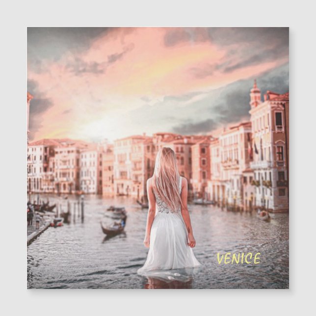 Blondie im romantischen Venedig Magnetkarte (Vorderseite)